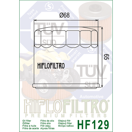 HIFLO FILTR OLEJU KAWASAKI KAF820/950 '00-'19 (16097-0010, 16097-1069)