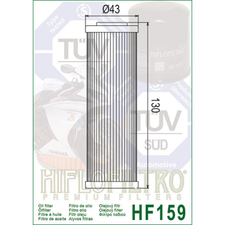 HIFLO FILTR OLEJU HF 159 DUCATI PANIGALE 899 / 959 / 1199 / 1299 (12-16) (50)