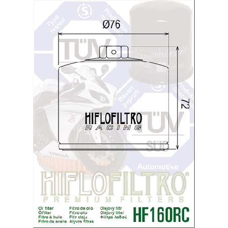 HIFLO FILTR OLEJU HF 160RC RACING BMW K1200/1300, S1000RR, F 650/700/800 GS 07-16 (50)