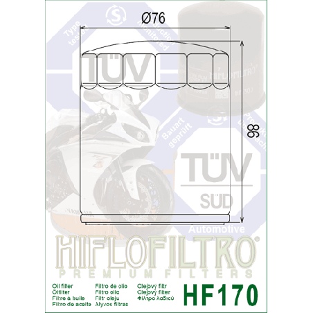 HIFLO FILTR OLEJU HF 170 HARLEY-DAVIDSON (CHROMOWANY) (50)