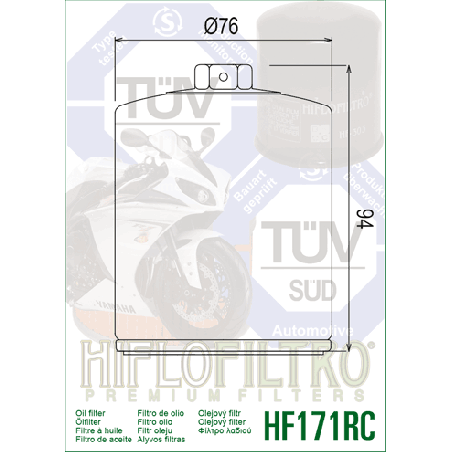 HIFLO FILTR OLEJU HF 171 HARLEY-DAVIDSON / BUELL NAKRĘTKA 17MM (RACING CHROMOWANY) (50)