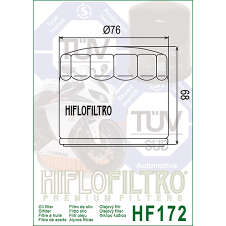 HIFLO FILTR OLEJU HF 172 HARLEY-DAVIDSON, NORTON (68-) (CHROMOWANY) (50)