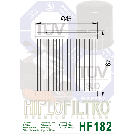 HIFLO FILTR OLEJU HF 182 PIAGGIO 350 BEVERLY SPORT TOURING 4T (11-16) ( OEM 880887 ) (50)