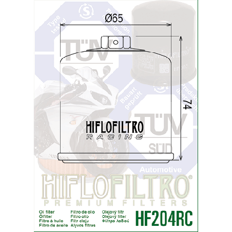 HIFLO FILTR OLEJU HF 204 RACING HONDA/ KAWASAKI/ YAMAHA NAKRĘTKA 17MM (50)