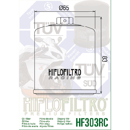 HIFLO FILTR OLEJU HF 303 RACING NAKRETKA 17MM (50)