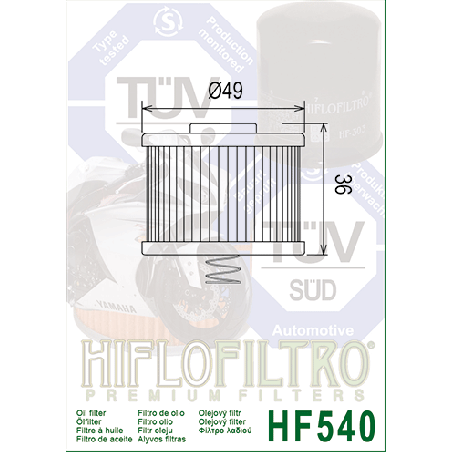 HIFLO FILTR OLEJU BAJAJ 100/115/130/135, YAMAHA YS 125 '18- , FZ 16 '08- (21C-E3440-00)