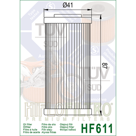 HIFLO FILTR OLEJU HF 611 SHERCO/ HUSQVARNA/ BMW G450X (50)