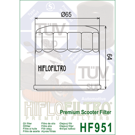 HIFLO FILTR OLEJU HF 951 HONDA FSC 400/600 SILVER WING, SH 300 (50)