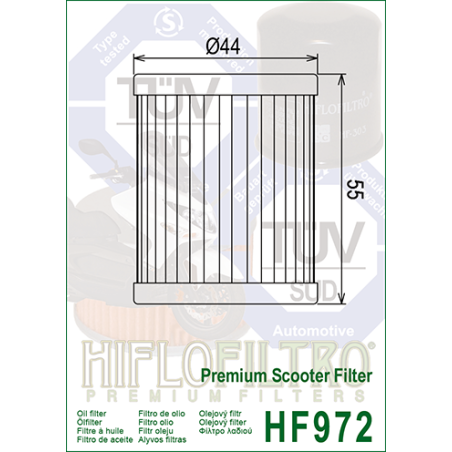 HIFLO FILTR OLEJU HF 972 SUZUKI AN 250/400, YAMAHA YP 400 (50)