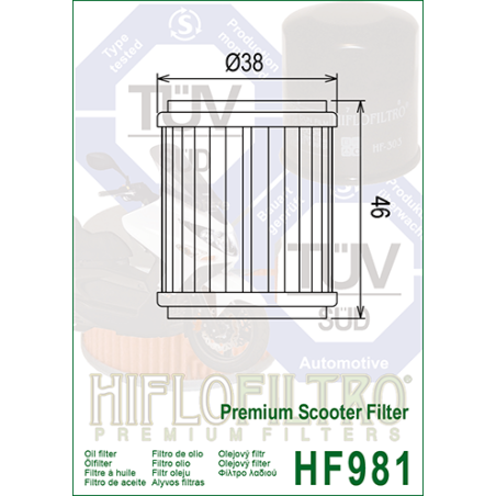 HIFLO FILTR OLEJU HF 981 YAMAHA VP/YP 125 (06-11) (50)