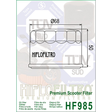 HIFLO FILTR OLEJU HF 985 YAMAHA XP 500 TMAX 01-11, KYMCO 500 X-CITING (05-13), 700 MYROAD (11-13) (50)