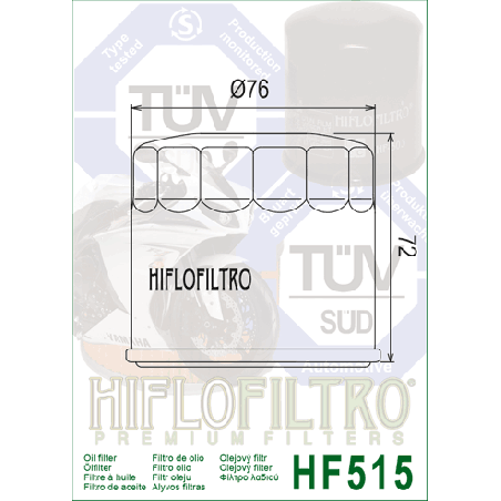 HIFLO FILTR OLEJU HF 515 ROYAL ENFIELD CONTINENTAL / INTERCEPTOR 650 '19-'24 (OEM: 575139/D)