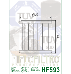 HIFLO FILTR OLEJU HF 593 BENELLI BN 250 16-'18, TRK 250 '18-'24, LEONCIO 250 '18, (OEM: 160125150010)