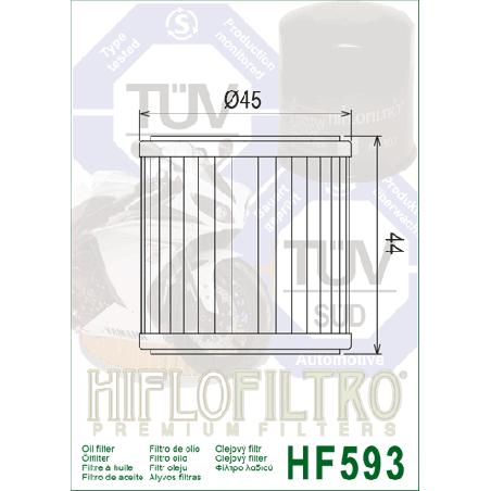 HIFLO FILTR OLEJU HF 593 BENELLI BN 250 16-'18, TRK 250 '18-'24, LEONCIO 250 '18, (OEM: 160125150010)