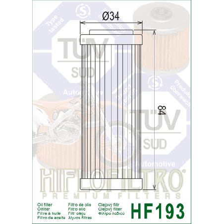 HIFLO FILTR OLEJU HF 193 TRIUMPH TF 250 '24-'26, TF 450 '25-'26 (OEM 1210378) (50)