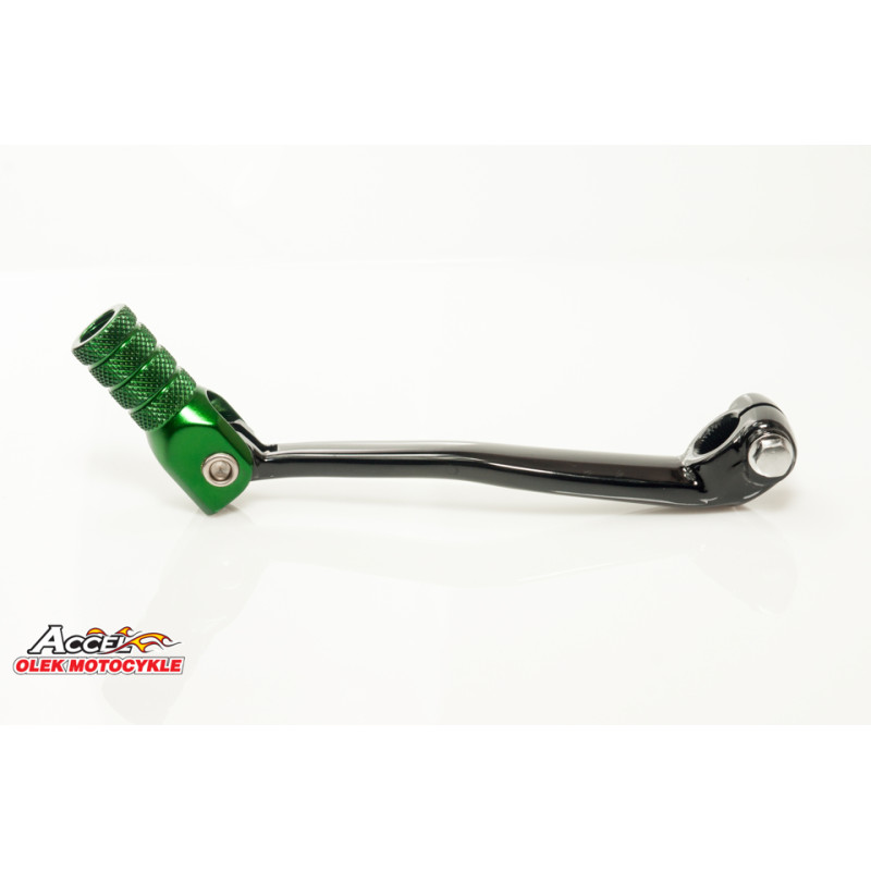 ACCEL DŹWIGNIA ZMIANY BIEGÓW KAWASAKI KXF 450 '09-'16 ALUMINIOWA KOLOR CZARNY, KOŃCÓWKA ZIELONA