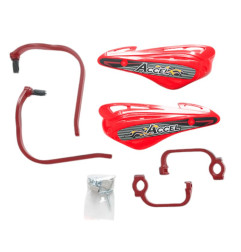 ACCEL OSŁONY RĄK (HANDBARY) Z MOCOWANIEM ALUMINIOWYM STRONG (22+28MM) MOCOWANIE 2 PUNKTOWE (ALU-CZERWONY, PLASTIK-CZERWONY)