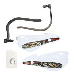 ACCEL OSŁONY RĄK (HANDBARY) Z MOCOWANIEM ALUMINIOWYM ATV (22+28MM) (ALU-CZARNY, PLASTIK-BIAŁY)