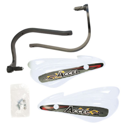 ACCEL OSŁONY RĄK (HANDBARY) Z MOCOWANIEM ALUMINIOWYM ATV (22+28MM) (ALU-CZARNY, PLASTIK-BIAŁY)