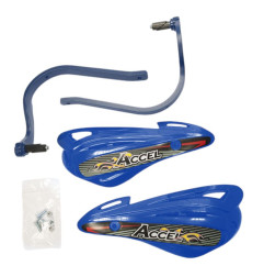 ACCEL OSŁONY RĄK (HANDBARY) Z MOCOWANIEM ALUMINIOWYM ATV (22+28MM) (ALU-NIEBIESKI, PLASTIK-NIEBIESKI)