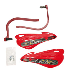 ACCEL OSŁONY RĄK (HANDBARY) Z MOCOWANIEM ALUMINIOWYM ATV (22+28MM) (ALU-CZERWONY, PLASTIK-CZERWONY)
