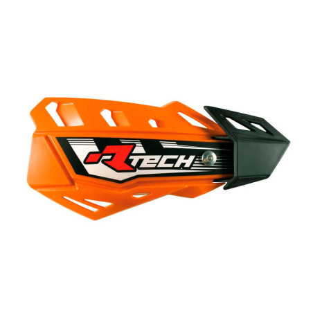 RACETECH (RTECH) OSŁONY RĄK (HANDBARY) FLX CROSS/ENDURO KOLOR POMARAŃCZOWY (Z 2 RODZAJAMI MOCOWAŃ DO KIEROWNICY ORAZ MANETEK)