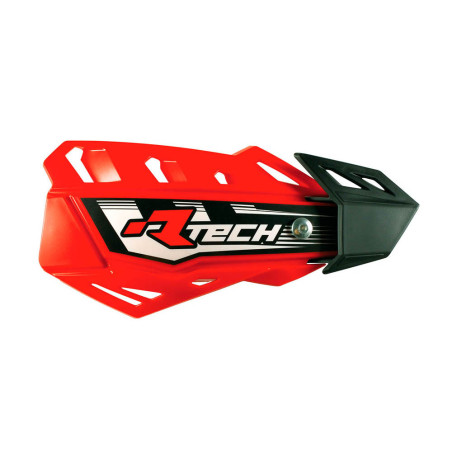 RACETECH (RTECH) OSŁONY RĄK (HANDBARY) FLX CROSS/ENDURO KOLOR CZERWONY (Z 2 RODZAJAMI MOCOWAŃ DO KIEROWNICY ORAZ MANETEK)