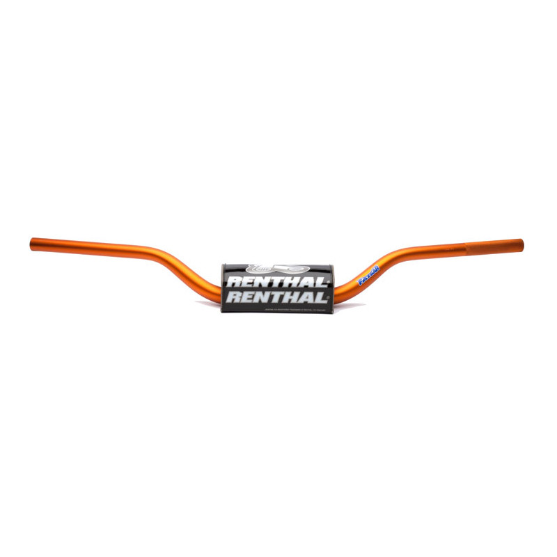 RENTHAL KIEROWNICA 1,1/8 CALA (28,6MM) MX FATBAR HANDLEBAR RC WYSOKA HIGH ORANGE KOLOR POMARAŃCZOWY Z GĄBKĄ