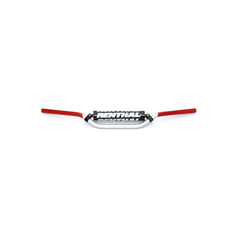 RENTHAL KIEROWNICA 7/8 CALA (22MM) MX HANDLEBAR SILVER/RED RC HIGH PADDED PADDED KOLOR SREBRNY/CZERWONY Z GĄBKĄ