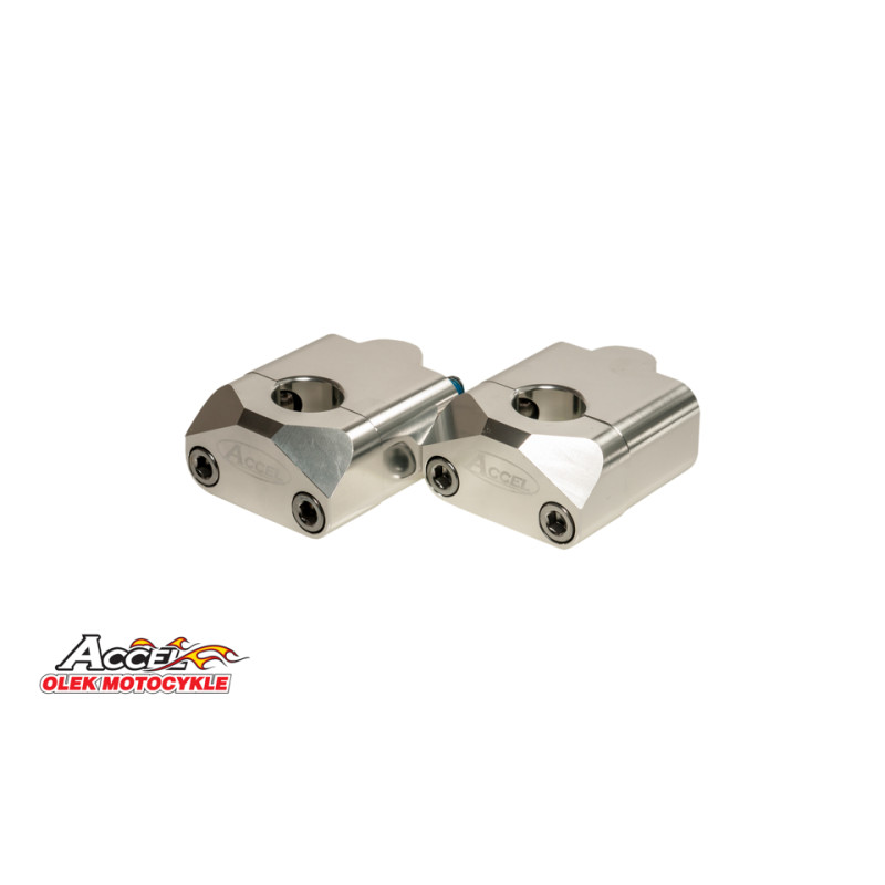 ACCEL MOCOWANIE/PODWYŻKI KIEROWNICY (DÓŁ-22,2/GÓRA- 22,2MM) WYS. 35MM KOLOR SREBRNY (BM-09SV22/22)